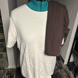 JM Collection White Brown Short Sleeve Tee set Womens size 1X